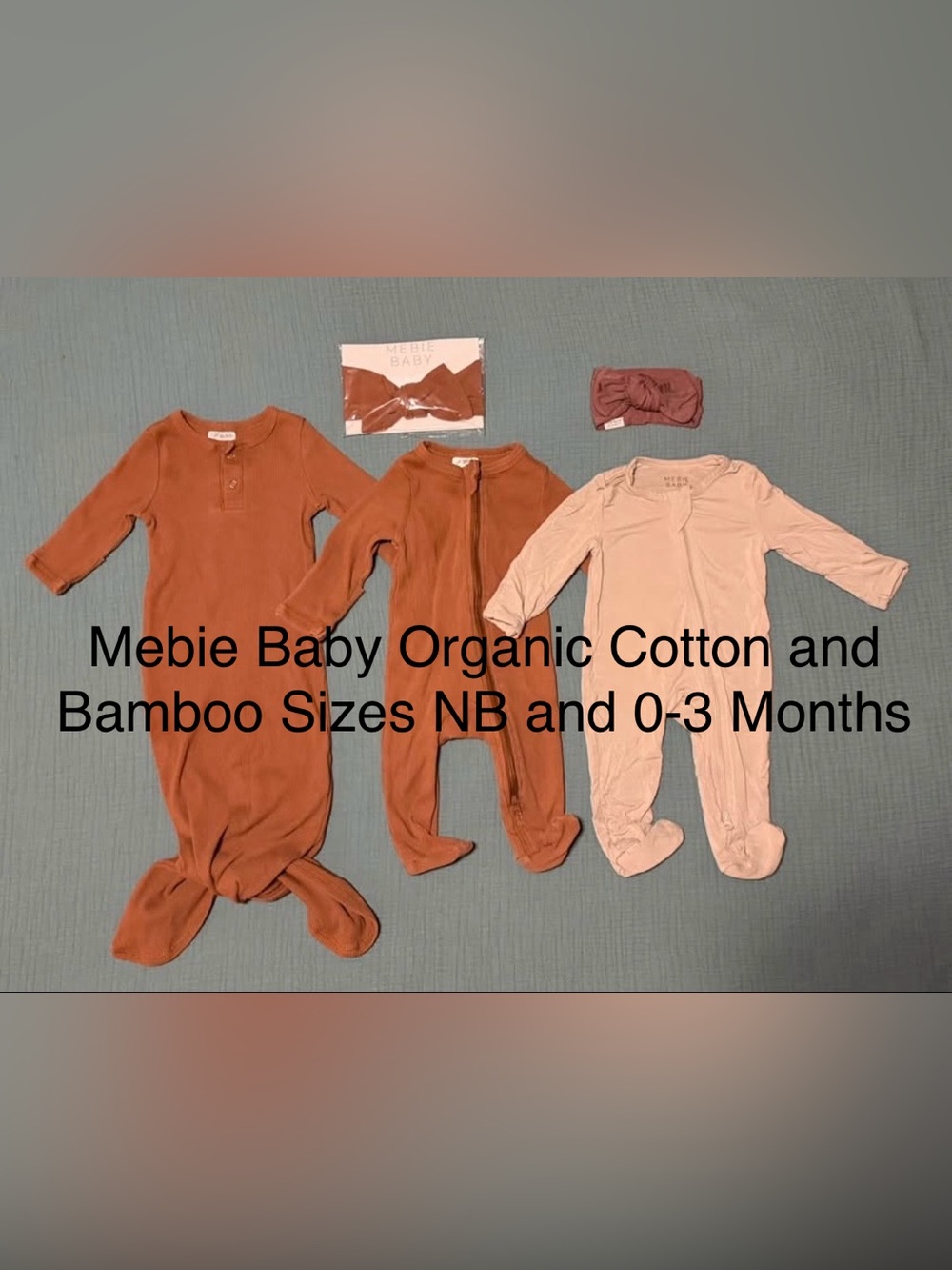 Mebie Baby Knotted Gown, Sleepers, and Headbands Set